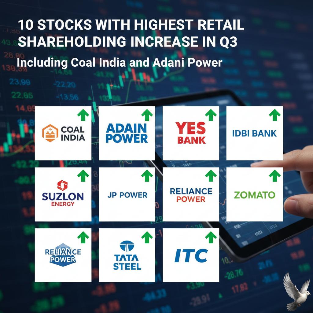 **10 Stocks With Highest Retail Shareholding Increase in Q3 Including Coal India and Adani Power**