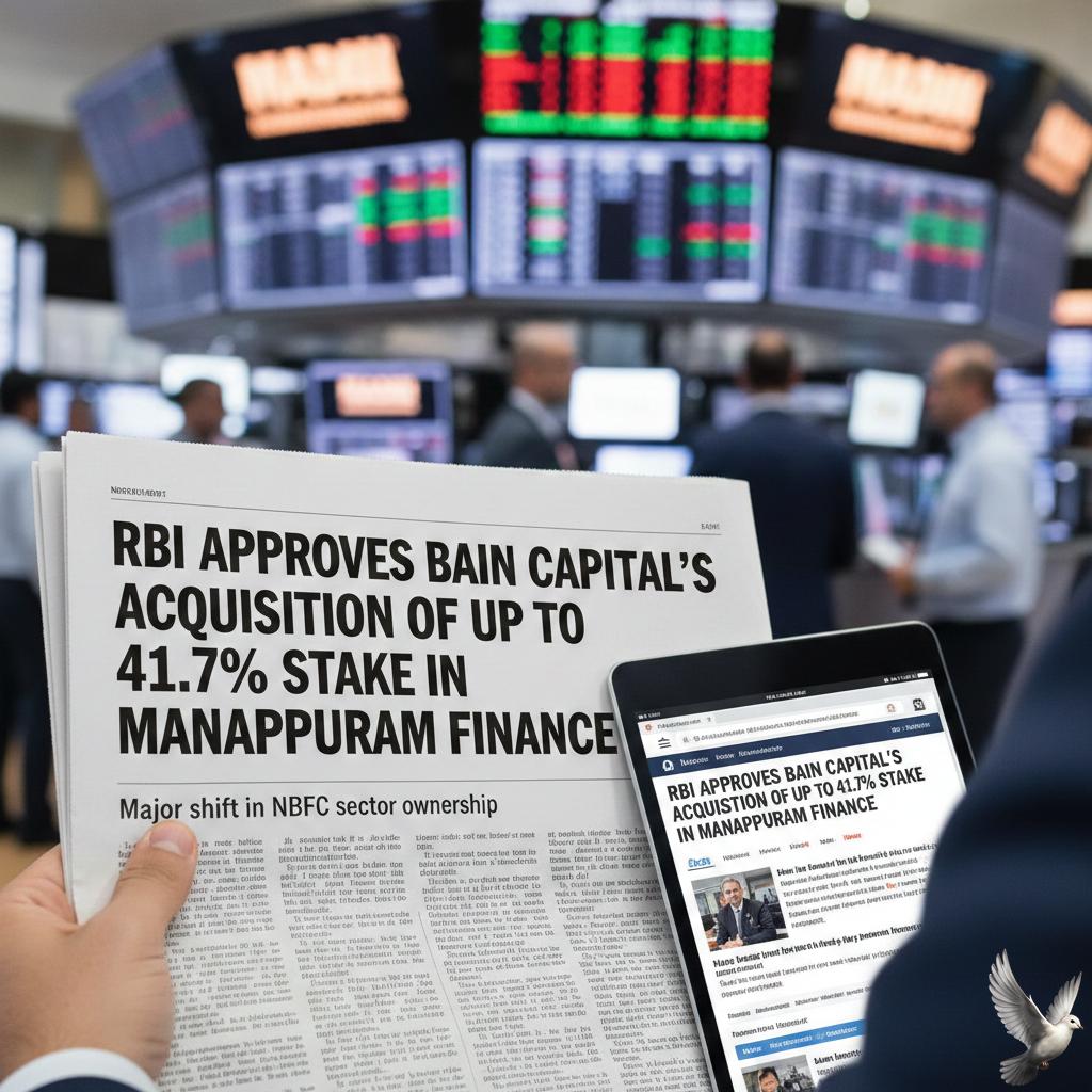 RBI Approves Bain Capital's Acquisition of up to 41.7% Stake in Manappuram Finance