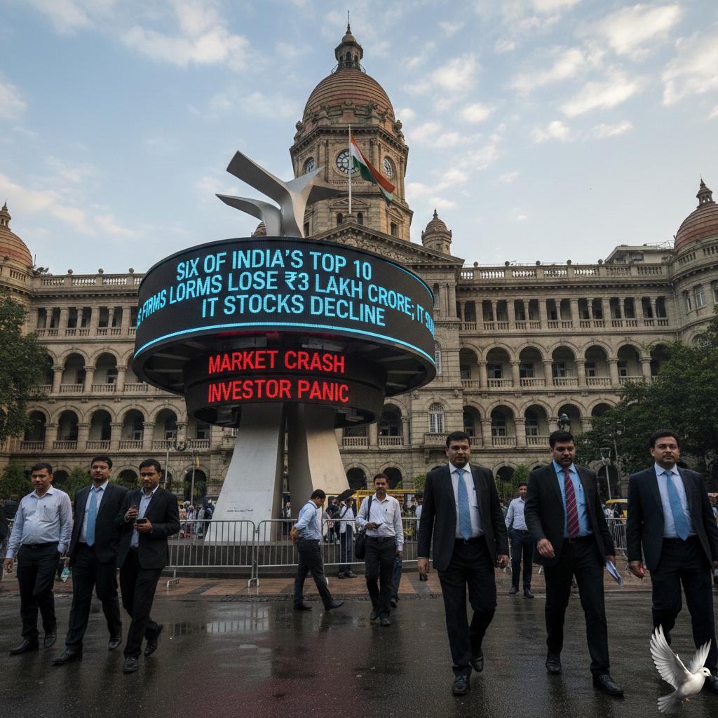 Six of India's Top 10 Most Valued Firms Lose ₹3 Lakh Crore in Market Capitalization; IT Stocks Lead Decline
