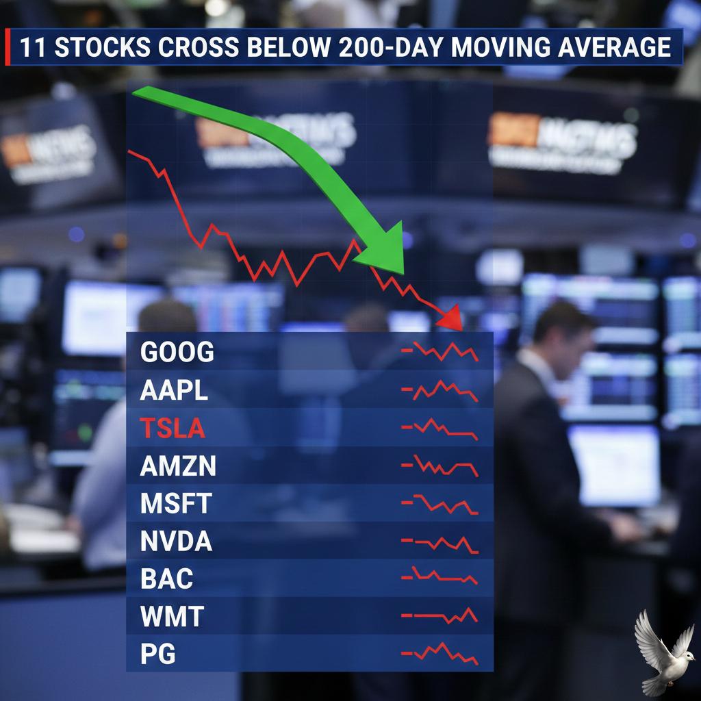 11 Stocks Cross Below 200-Day Moving Average