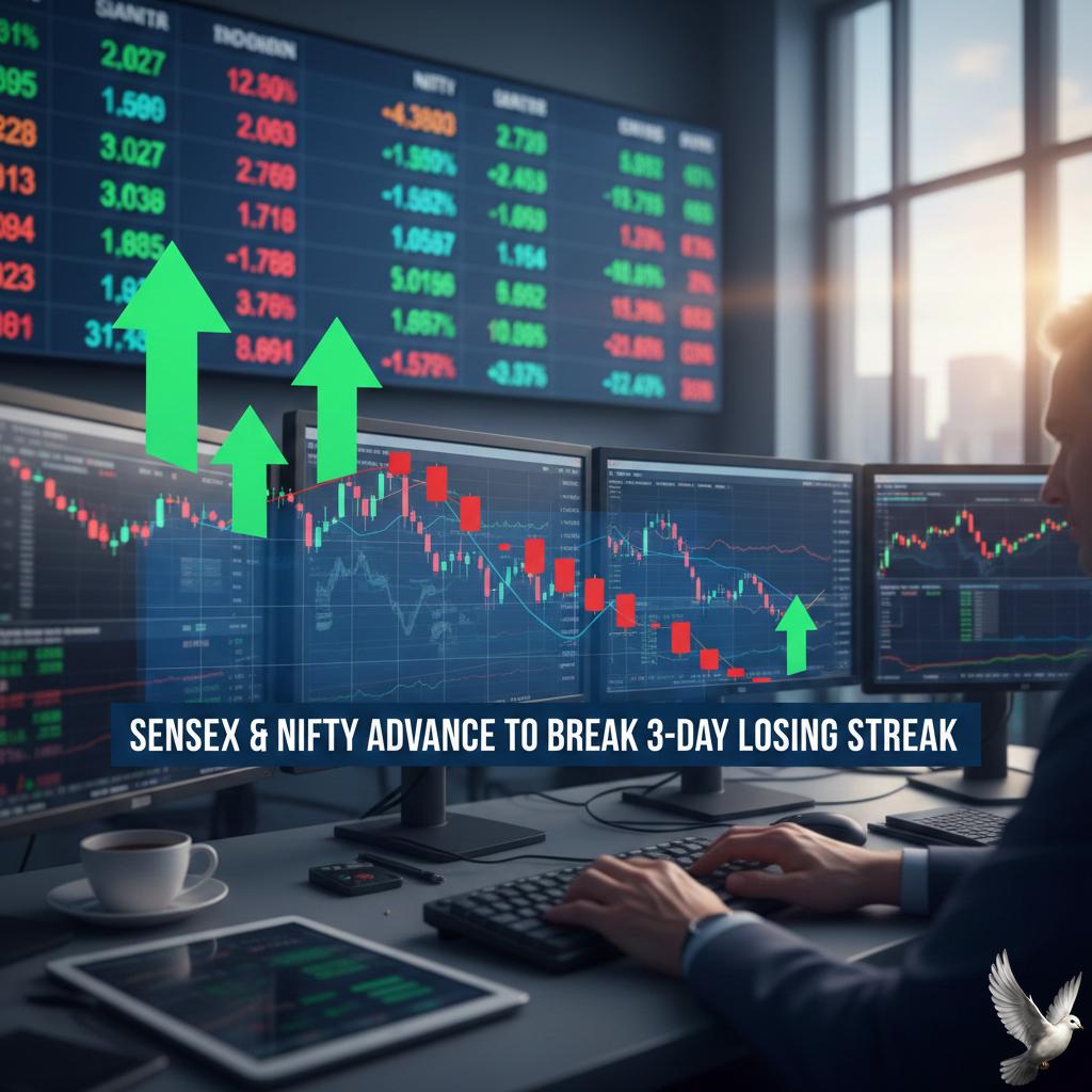 Sensex and Nifty Advance to Break Three-Day Losing Streak