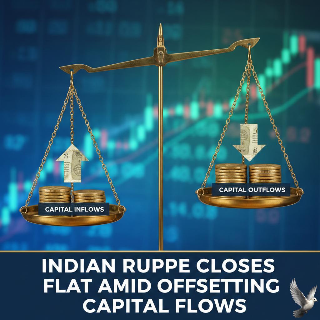 Indian Rupee Closes Flat Amid Offsetting Capital Flows