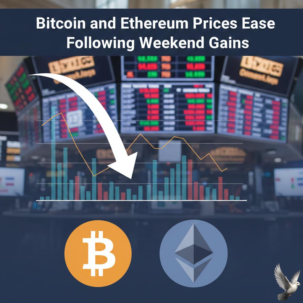 Bitcoin and Ethereum Prices Ease Following Weekend Gains