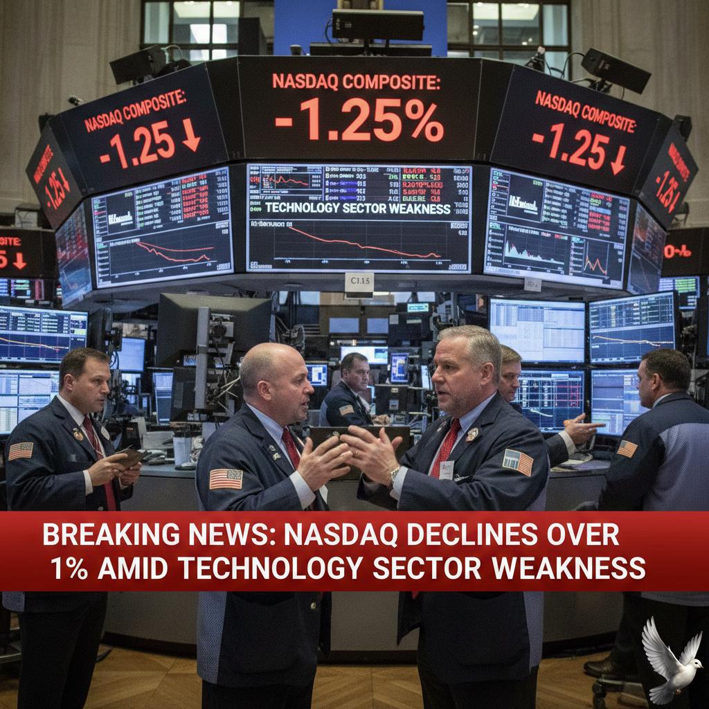 **Nasdaq Declines Over 1% Amid Technology Sector Weakness**