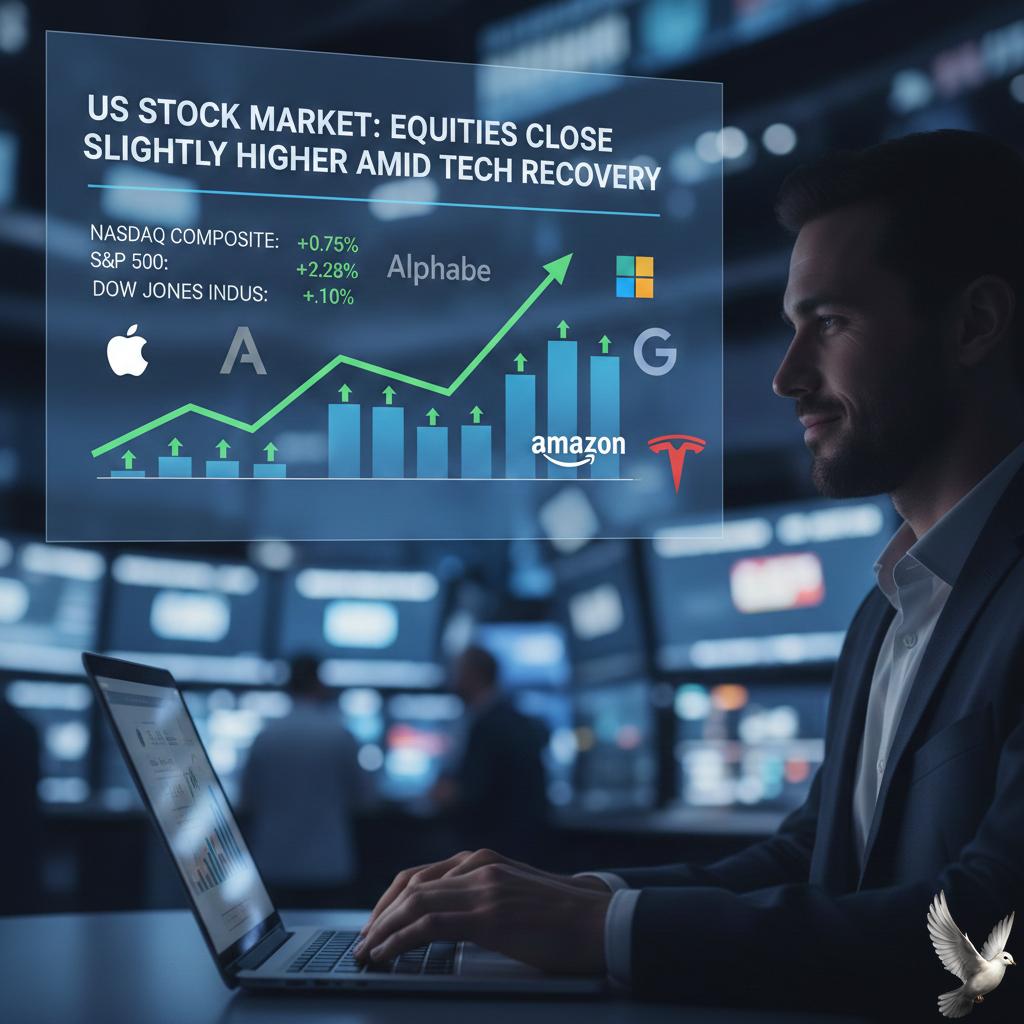 US Stock Market: Equities Close Slightly Higher Amid Tech Recovery