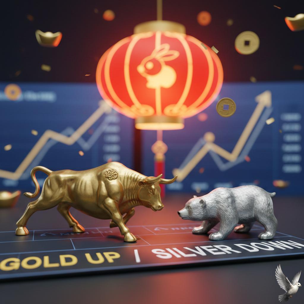 Gold Prices Rise While Silver Declines Amid Lunar New Year Trading Conditions