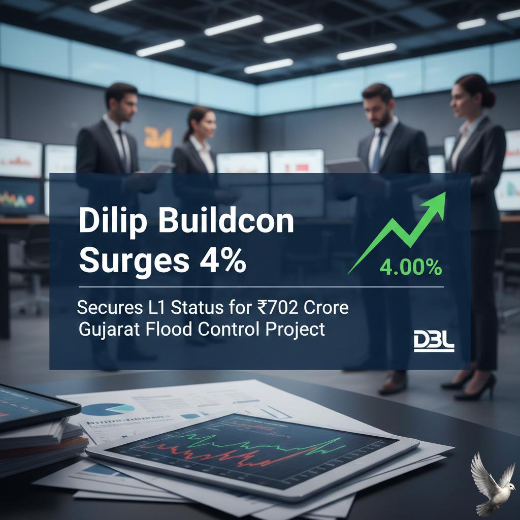 Dilip Buildcon Surges 4% After Securing L1 Status for ₹702 Crore Gujarat Flood Control Project