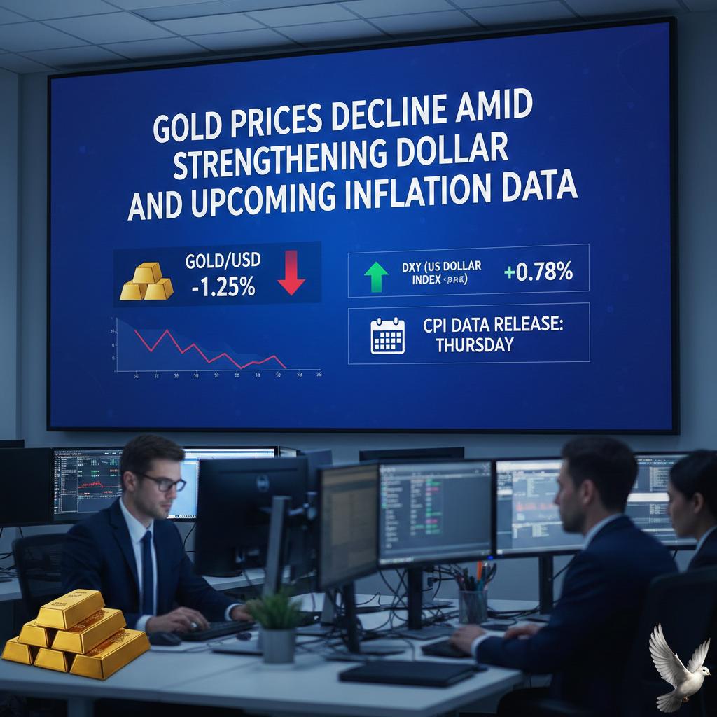 Gold Prices Decline Amid Strengthening Dollar and Upcoming Inflation Data