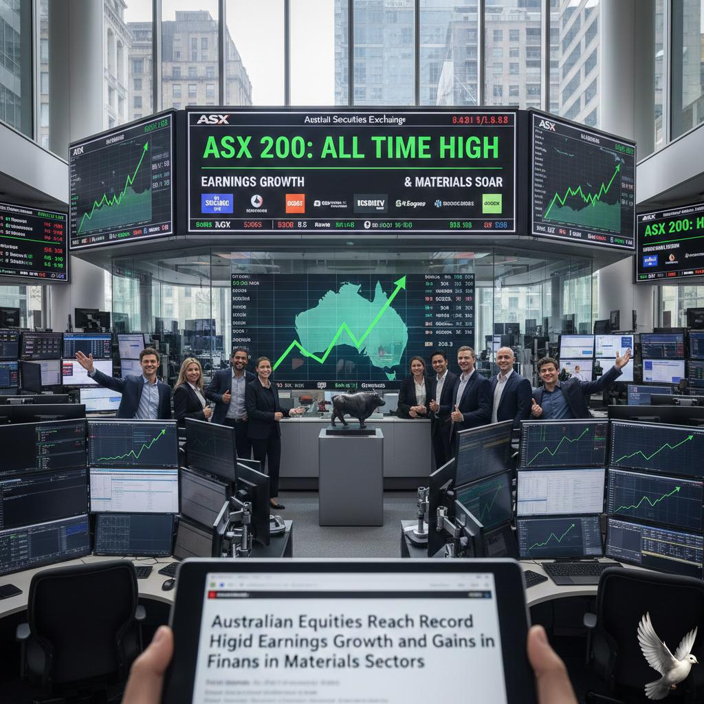 Australian Equities Reach Record High Amid Earnings Growth and Gains in Financial and Materials Sectors