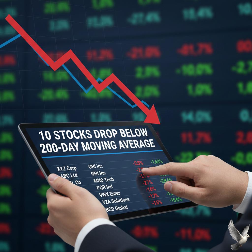 10 Stocks Drop Below 200-Day Moving Average