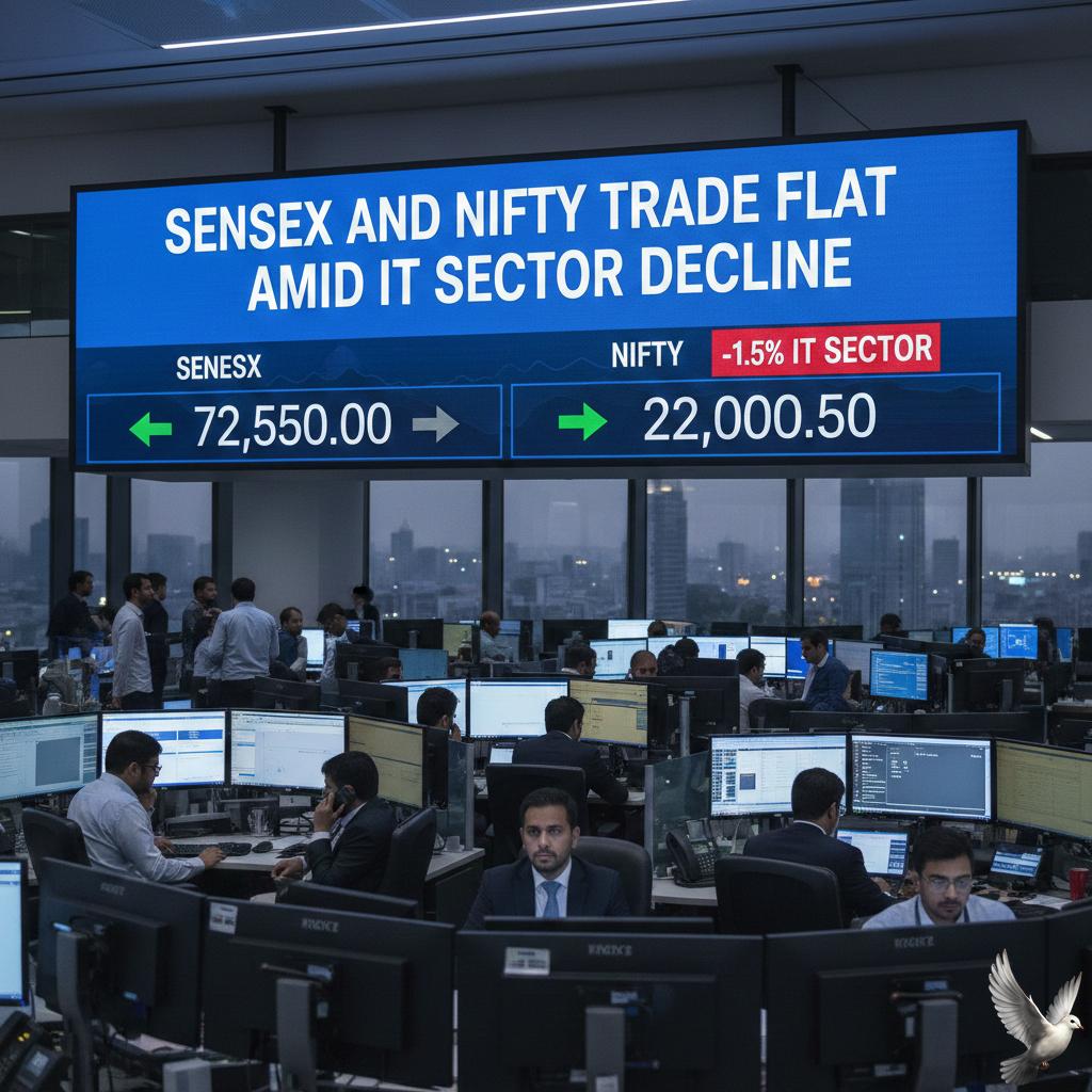 Sensex and Nifty Trade Flat Amid IT Sector Decline