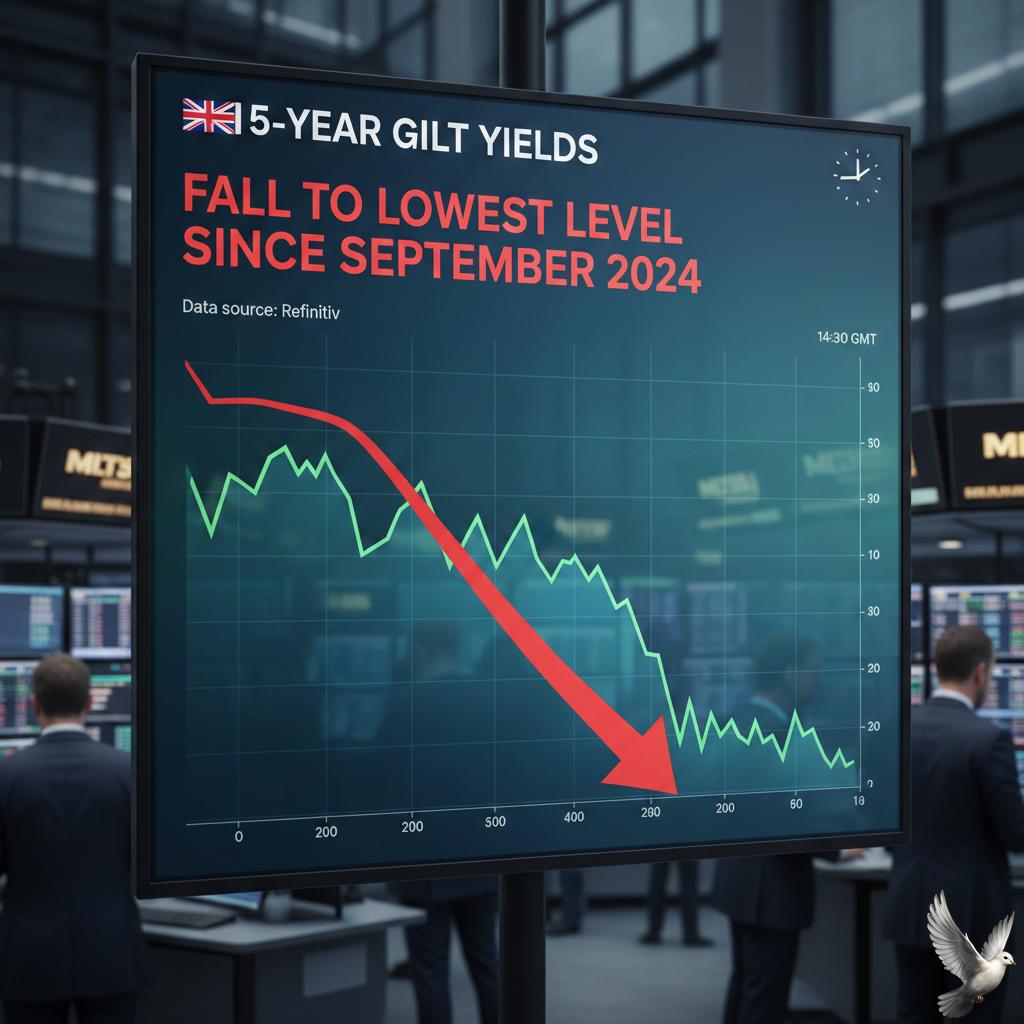UK 5-year gilt yields fall to lowest level since September 2024