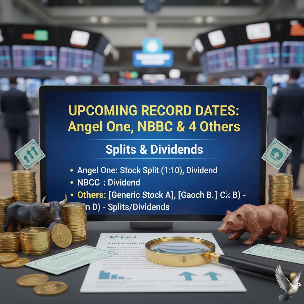 Upcoming Record Dates for Angel One, NBCC, and 4 Other Stocks involving Splits and Dividends
