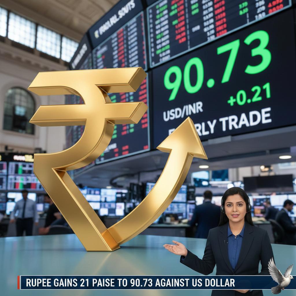 Rupee gains 21 paise to 90.73 against US dollar in early trade