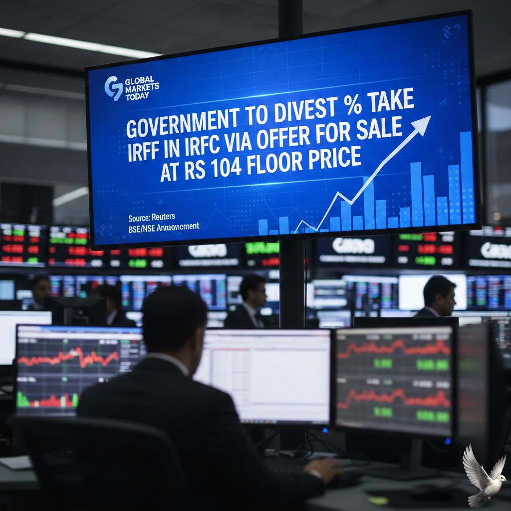 Government to Divest 4% Stake in IRFC via Offer for Sale at Rs 104 Floor Price