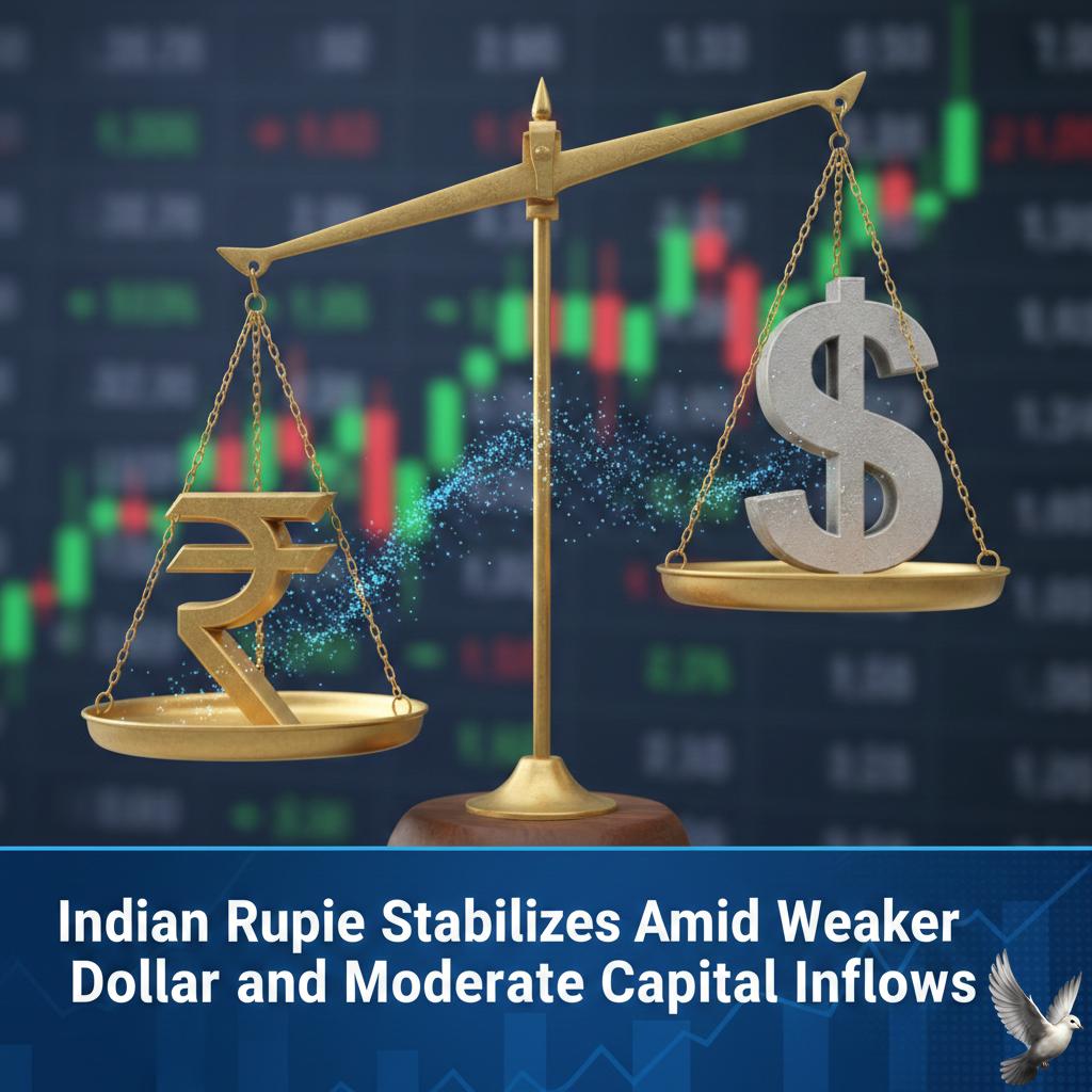 Indian Rupee Stabilizes Amid Weaker Dollar and Moderate Capital Inflows