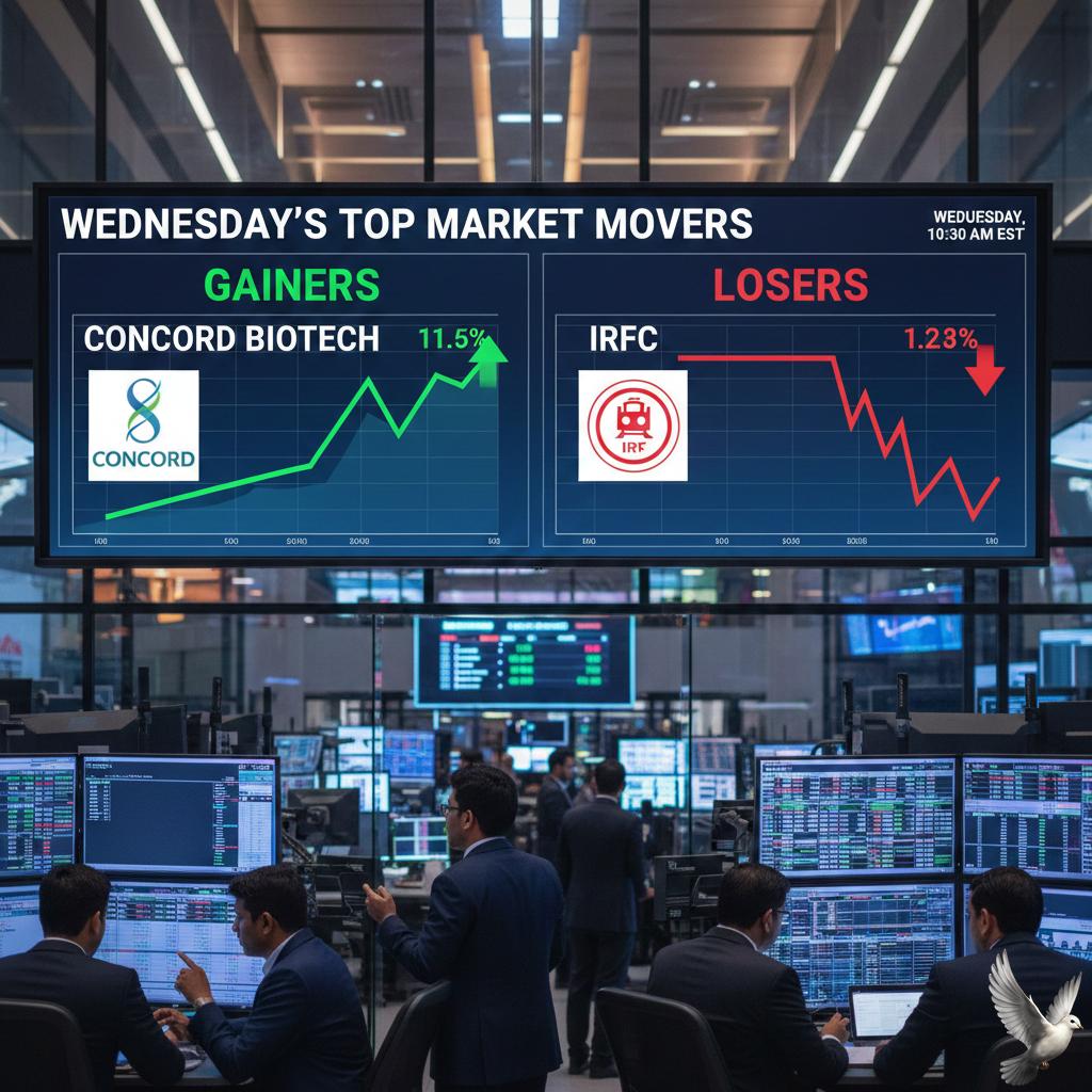 Wednesday's Top Market Movers: Concord Biotech and IRFC Lead Gainers and Losers