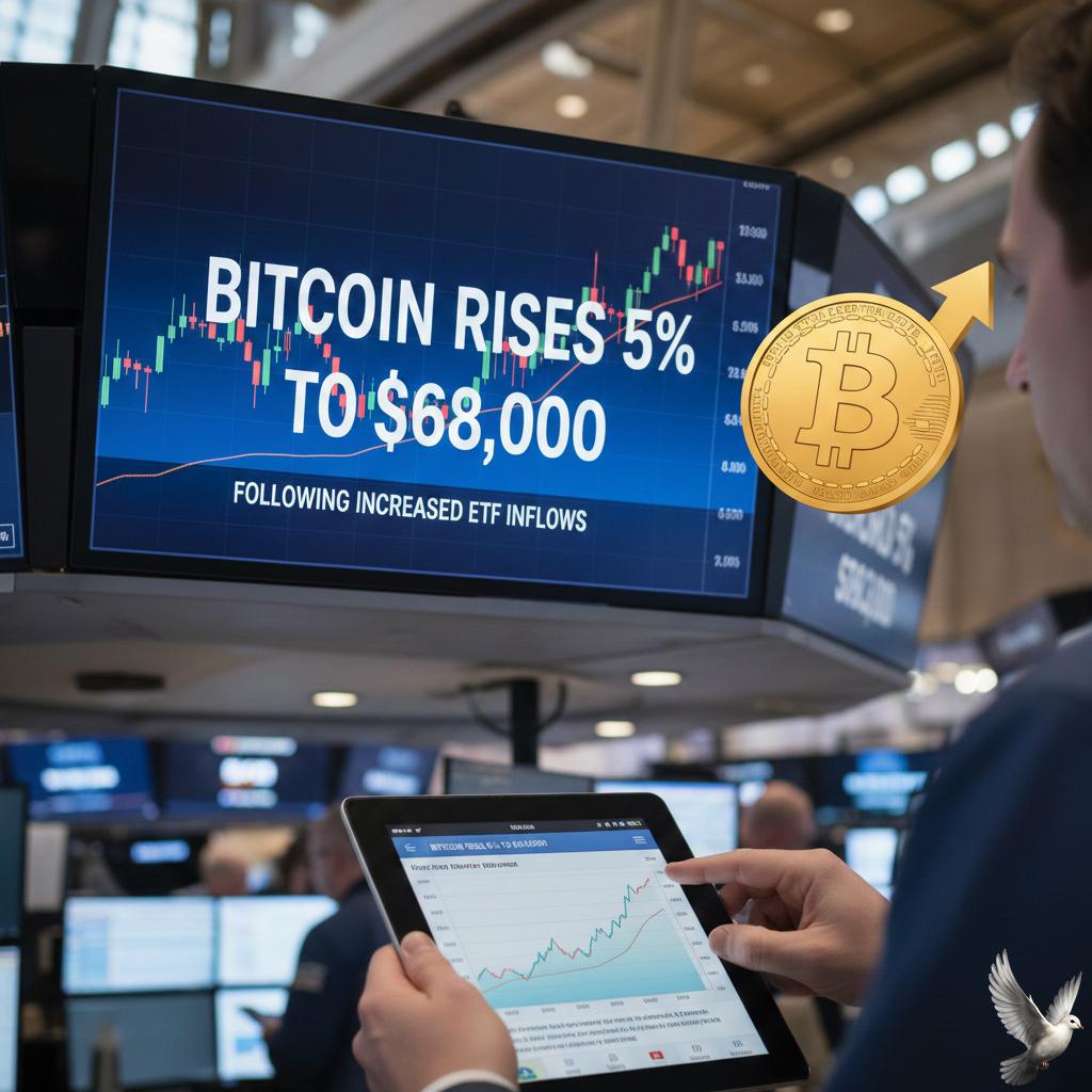 Bitcoin Rises 5% to $68,000 Following Increased ETF Inflows