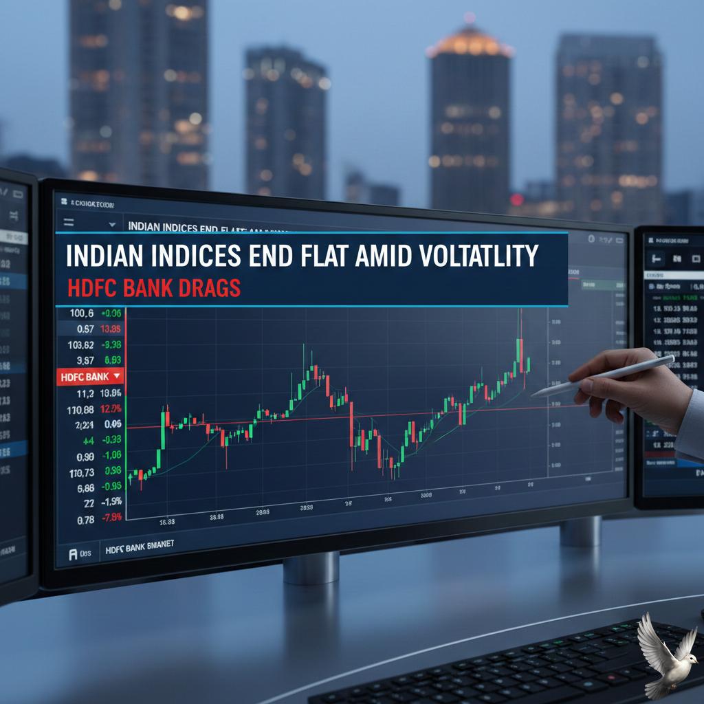 Indian Indices End Flat Amid Volatility as HDFC Bank Drags