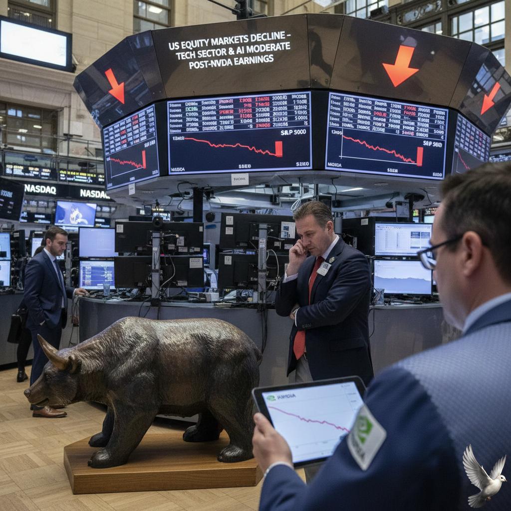 US Equity Markets Decline as Technology Sector and AI Momentum Moderate Following Nvidia Earnings