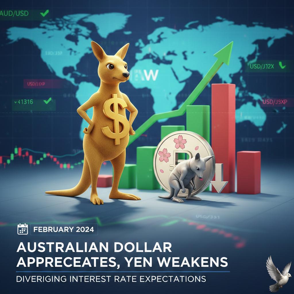 Australian Dollar Appreciates and Yen Weakens Amid Diverging Interest Rate Expectations in February