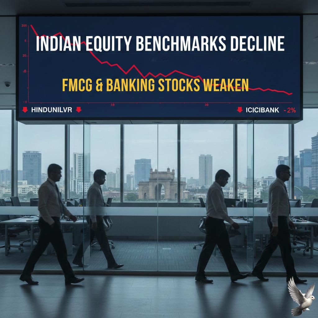 Indian Equity Benchmarks Decline Amid Weakness in FMCG and Banking Stocks