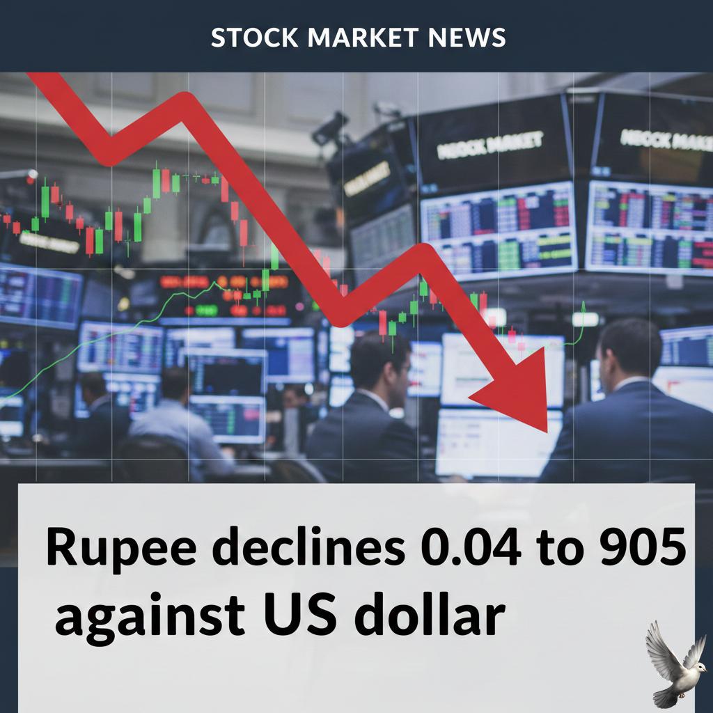 Rupee declines 0.04 to 90.95 against US dollar