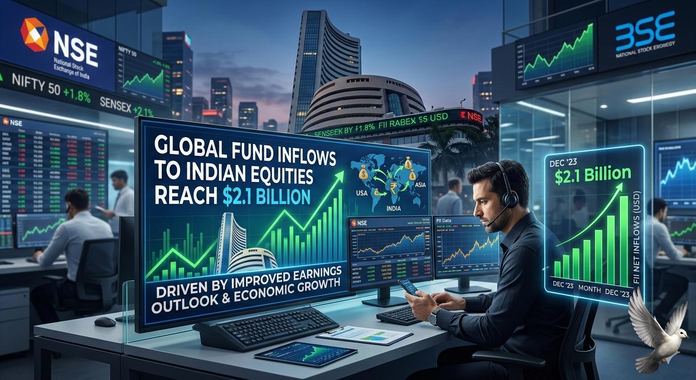 Global Fund Inflows to Indian Equities Reach $2.1 Billion Amid Improved Earnings Outlook