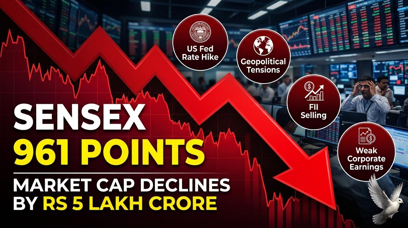 Sensex Drops 961 Points as Market Cap Declines by Rs 5 Lakh Crore Amid Four Key Factors
